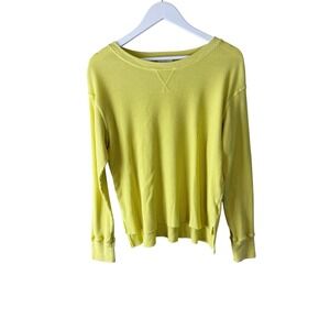 t.la Womens Chartreuse Yellow Waffle Knit Thermal Long Sleeve‎ Top Small